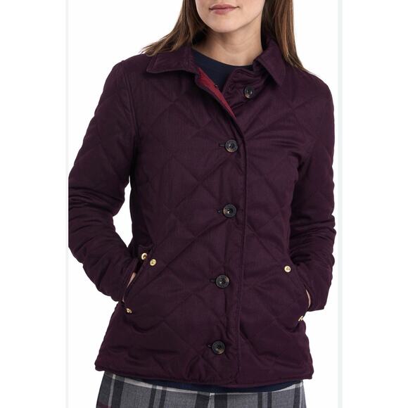 Barbour Skye Quilted Coat Plum UK 14/US 10 Winter Jacket Aubergine/Burgundy - Picture 11 of 12